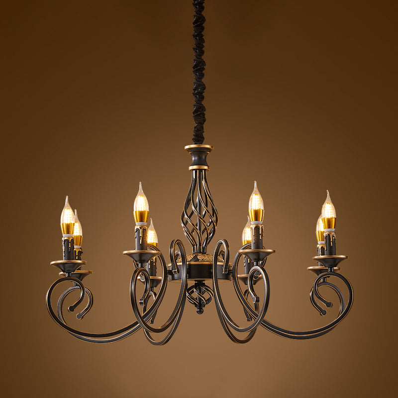 Lámparas de lámpara de estilo de estilo tradicional velas de metal dorado negro accesorios de iluminación colgantes