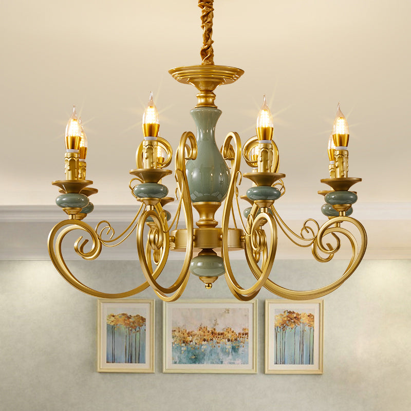 Traditional Style Suspension Pendant Light with Candle Metal Multi Light Pendant