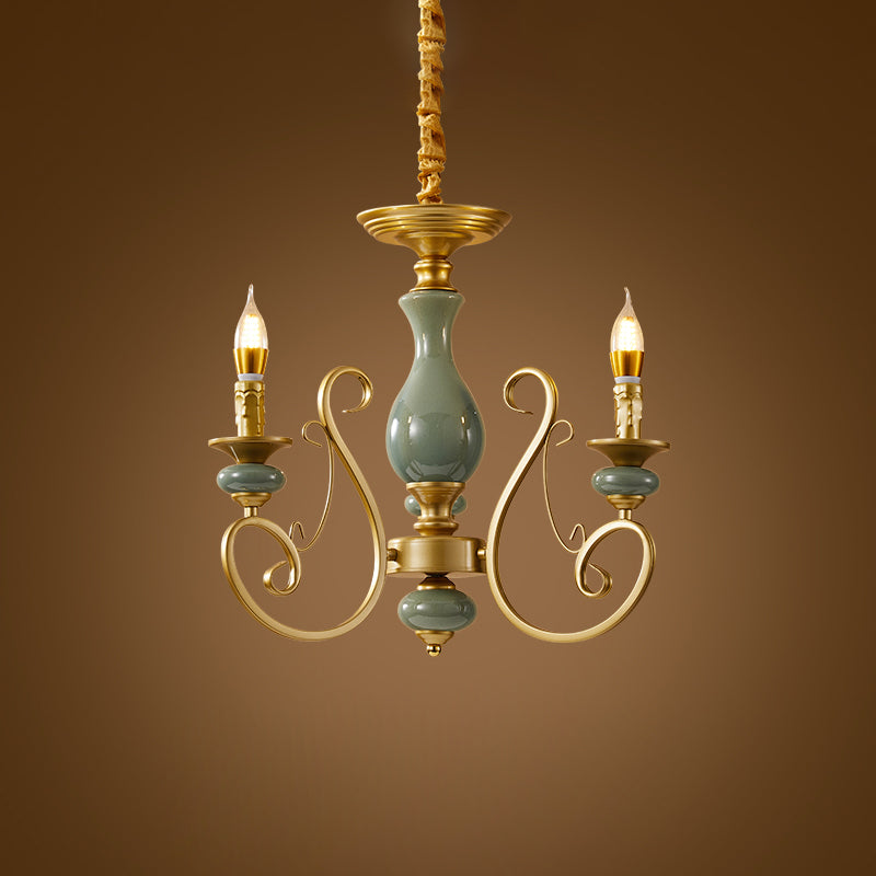 Traditional Style Suspension Pendant Light with Candle Metal Multi Light Pendant