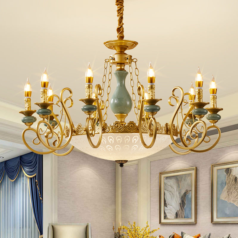 Traditional Style Suspension Pendant Light with Candle Metal Multi Light Pendant