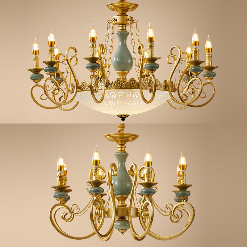 Traditional Style Suspension Pendant Light with Candle Metal Multi Light Pendant