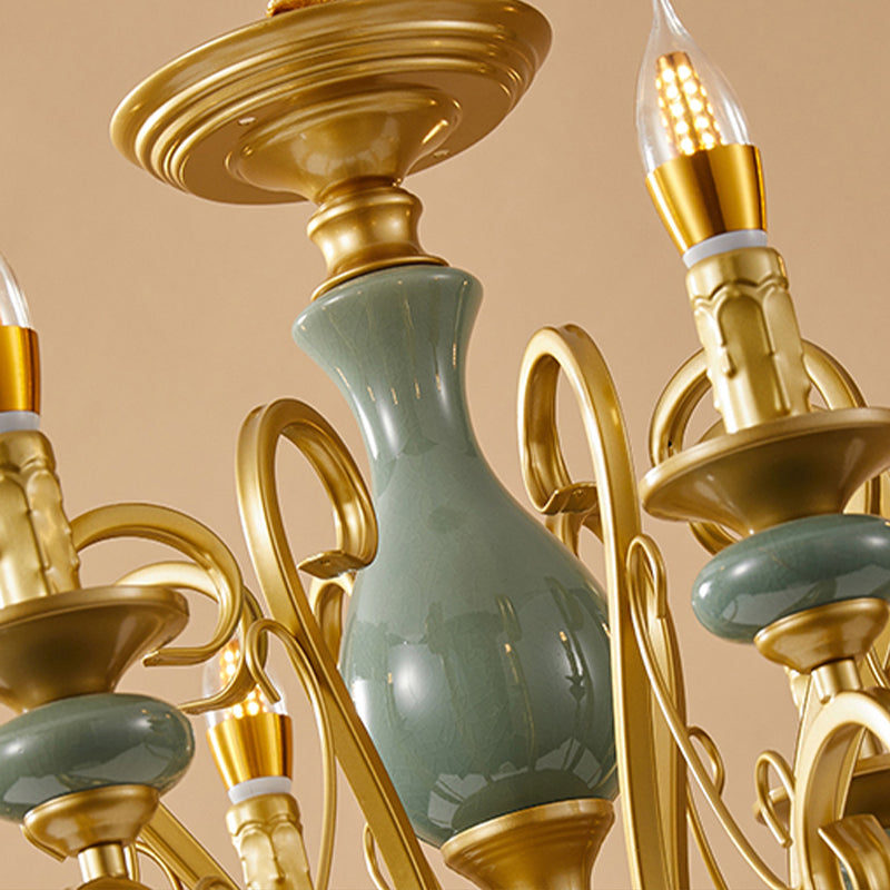 Traditional Style Suspension Pendant Light with Candle Metal Multi Light Pendant