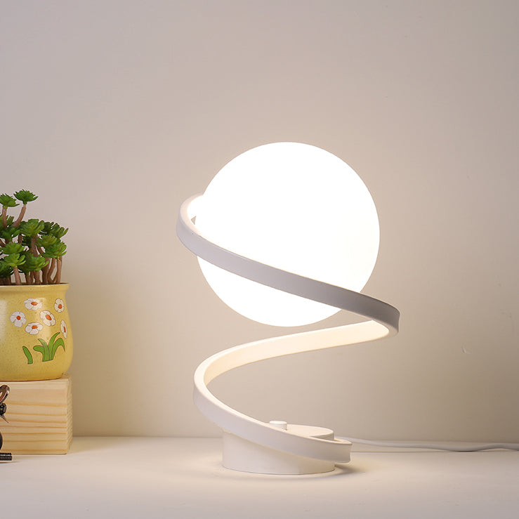 Globe Night Table Lamp Modern 1-Light Nightstand Lights with White Glass Shade