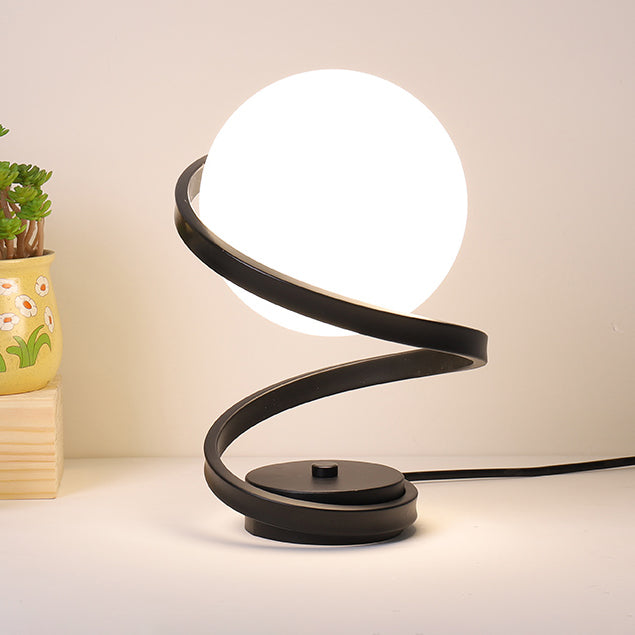 Globe Night Table Lamp Modern 1-Light Nightstand Lights with White Glass Shade