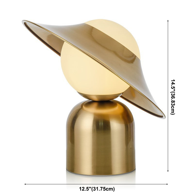 Hat Night Table Lamps Modern 1-Light Nightstand Lights with White Glass Shade for Bedroom