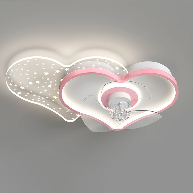 Trendy Minimalist Circular Ceiling Fan Light Acrylic Kids Bedroom LED Semi Flush Light