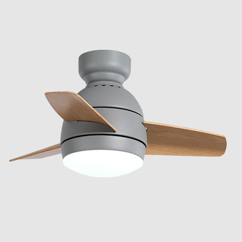 Oval Ceiling Fan Lamp Macaron Metal Kids Bedroom Semi Flush Mount Lighting