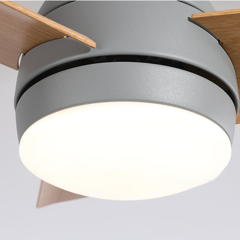 Oval Ceiling Fan Lamp Macaron Metal Kids Bedroom Semi Flush Mount Lighting
