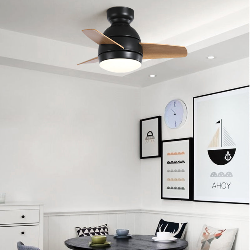 Oval Ceiling Fan Lamp Macaron Metal Kids Bedroom Semi Flush Mount Lighting