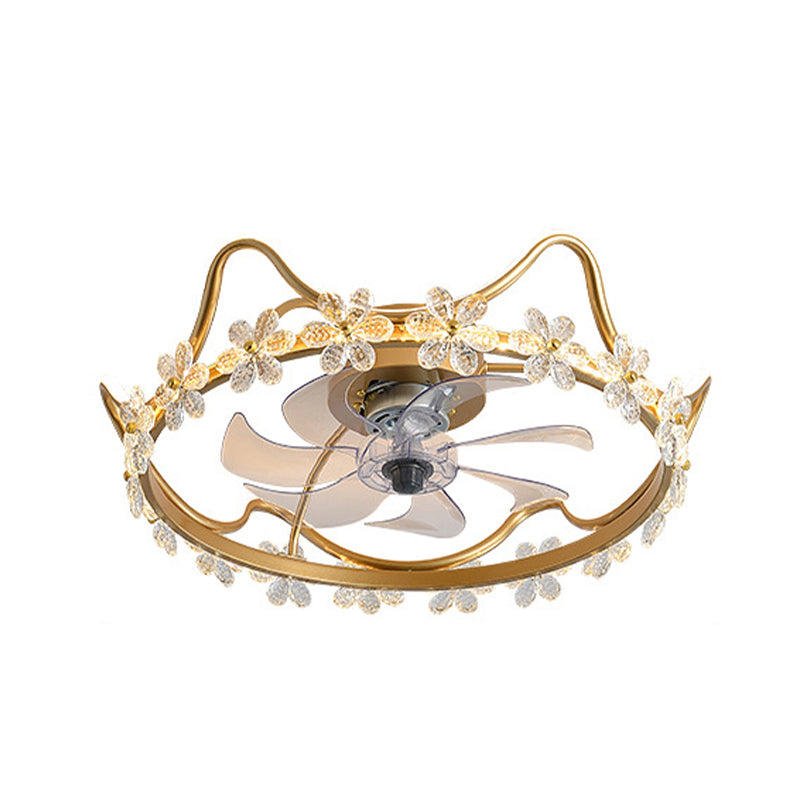 Crim Crown LED ventilateur léger des enfants Style Semi Flush Mount luminaire pour chambre à coucher