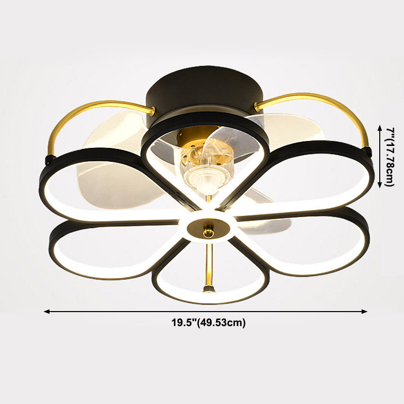 Cartoon LED Flush Mount Fan Lamp Geometric Semi Flush Ceiling Light Fixture with Metal Shade