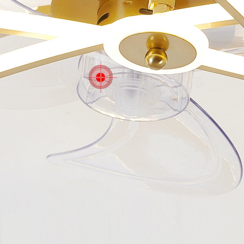 Cartoon LED Flush Mount Fan Lamp Geometric Semi Flush Ceiling Light Fixture with Metal Shade