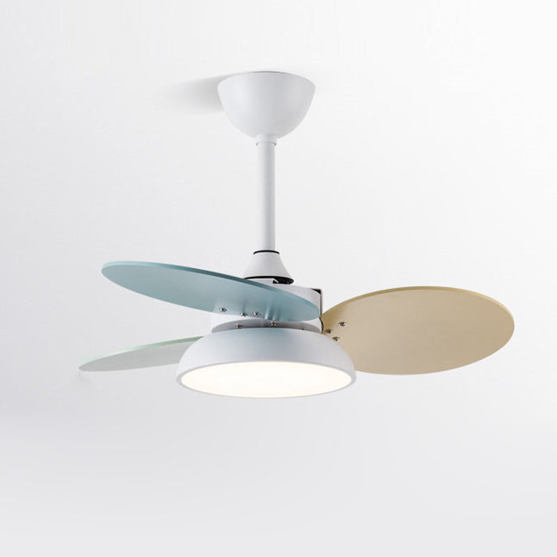Asilo rotondo illuminazione per ventola sospesa in metallo in metallo in stile macaron semi-flush a soffitto a soffitto