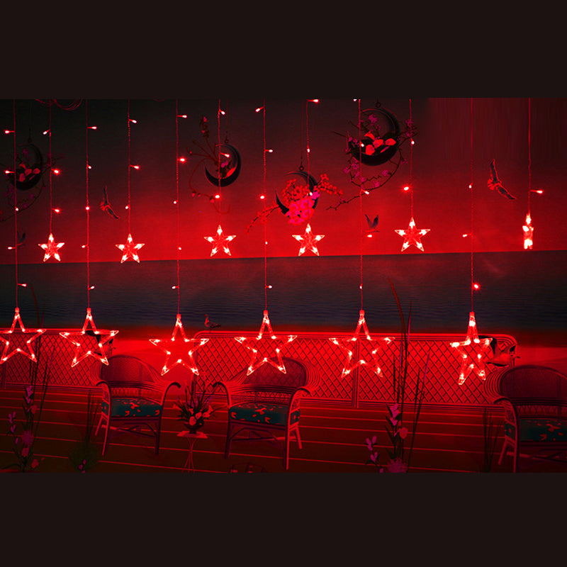 White Star Curtain String Light Art Decor 12-Head Plastic Christmas Light for Outdoor