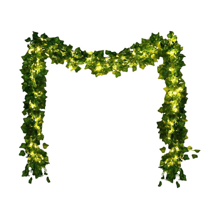 Green Maple Leaf Shaped String Lamp Decorative Plastic LED Festive Light