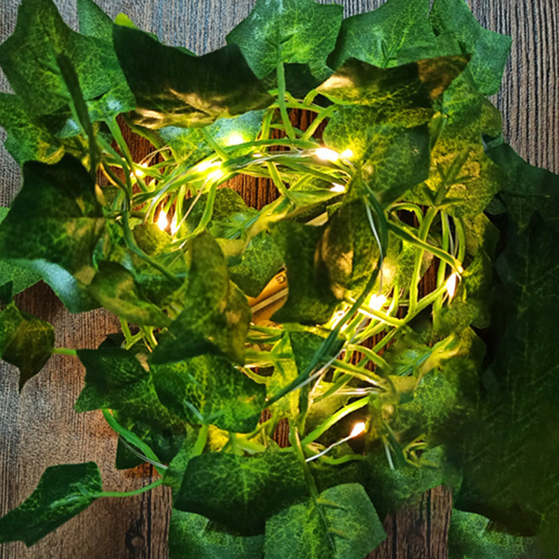 Green Maple Leaf Shaped String Lamp Decorative Plastic LED Festive Light