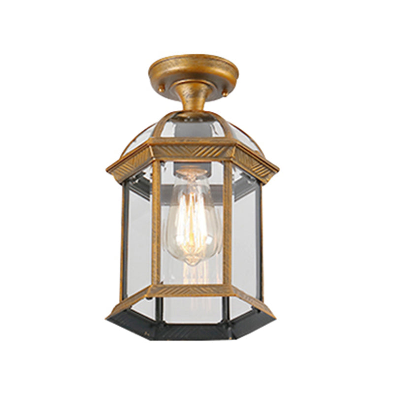 Traditional Style Ceiling Light Clear Glass Shade Surface Flush Mount Light for Corridor