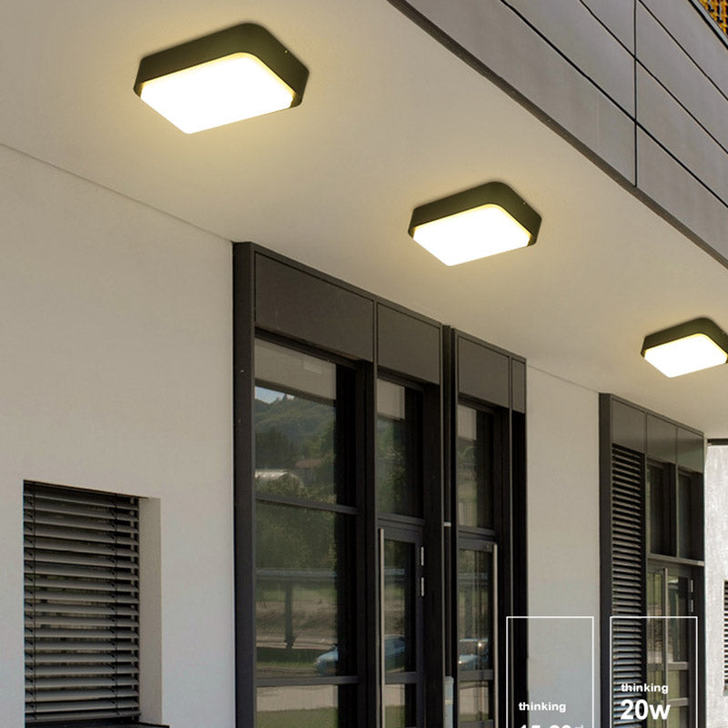 Geometric Flush Mount Light Plastic Shade Waterproof Ceiling Lamp for Courtyard Balcony
