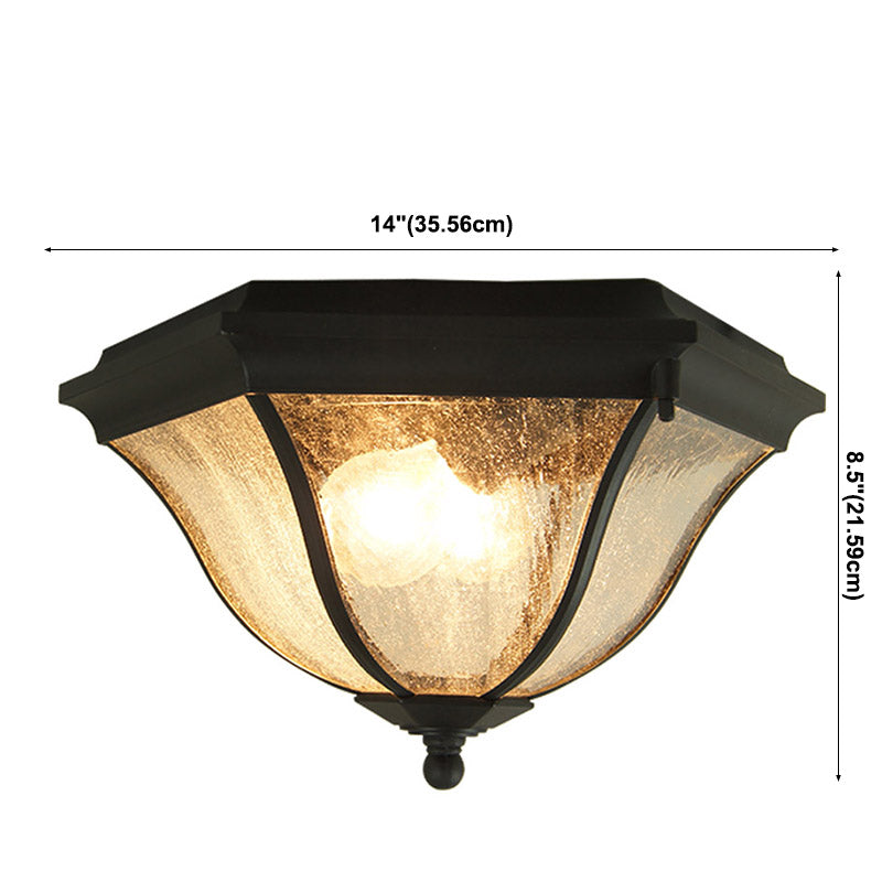 Traditional Flush Mount Light Waterproof Glass Shade Ceiling Light for Courtyard Balcony