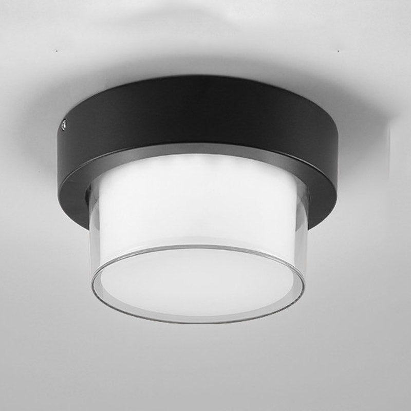 1-Light Flush Mount Light Fixture Traditional LED Close To Ceiling Lamp with White Acrylic Shade