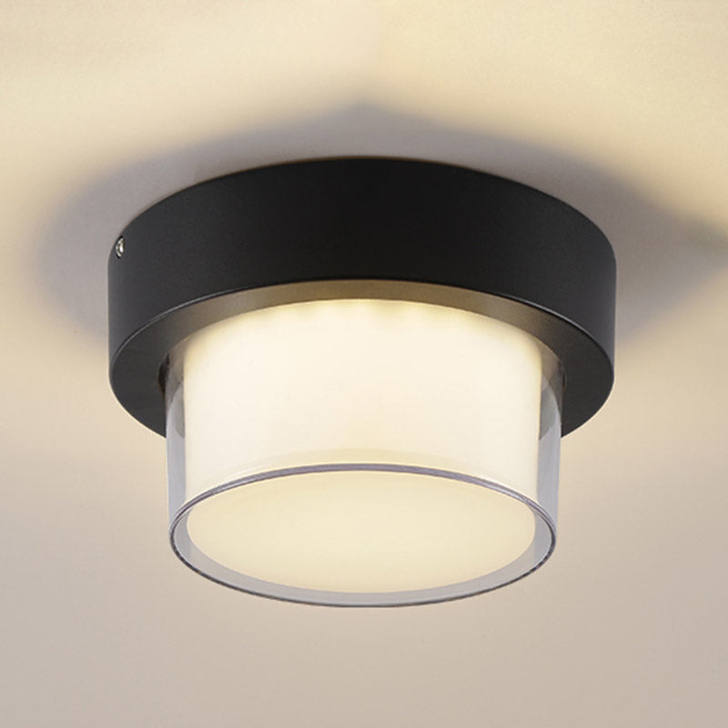 1-Light Flush Mount Light Fixture Traditional LED Close To Ceiling Lamp with White Acrylic Shade