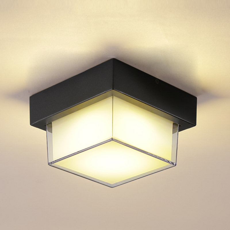 1-Light Flush Mount Light Fixture Traditional LED Close To Ceiling Lamp with White Acrylic Shade