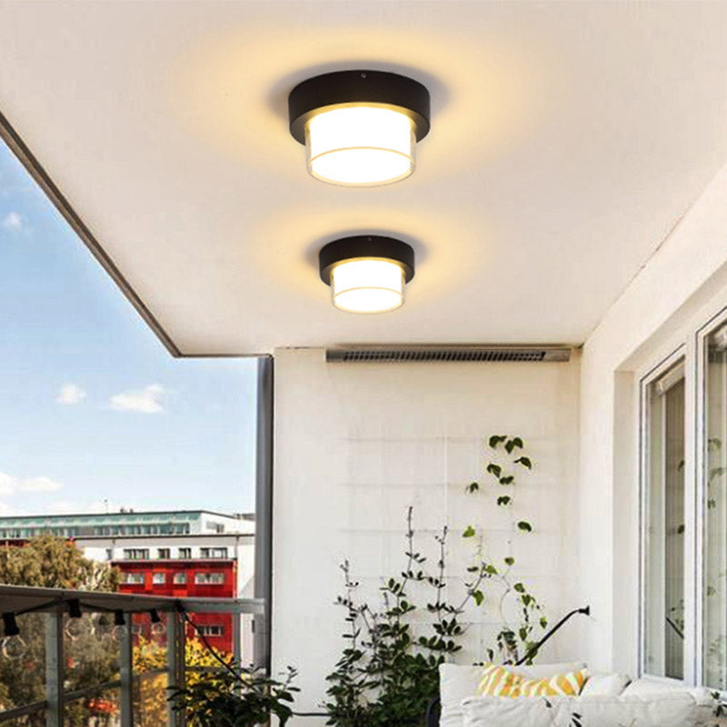 1-Light Flush Mount Light Fixture Traditional LED Close To Ceiling Lamp with White Acrylic Shade