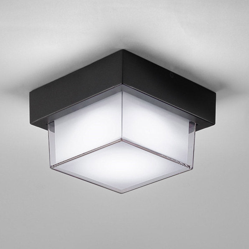 1-Light Flush Mount Light Fixture Traditional LED Close To Ceiling Lamp with White Acrylic Shade
