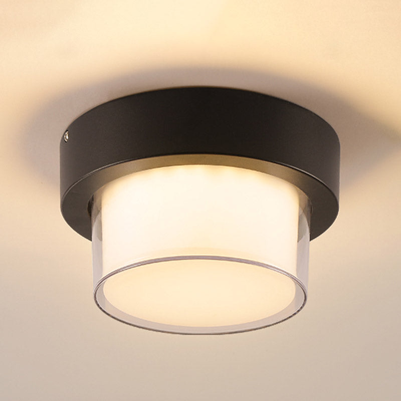 1-Light Flush Mount Light Fixture Traditional LED Close To Ceiling Lamp with White Acrylic Shade