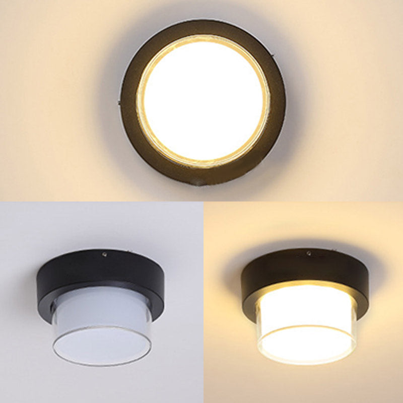 1-Light Flush Mount Light Fixture Traditional LED Close To Ceiling Lamp with White Acrylic Shade
