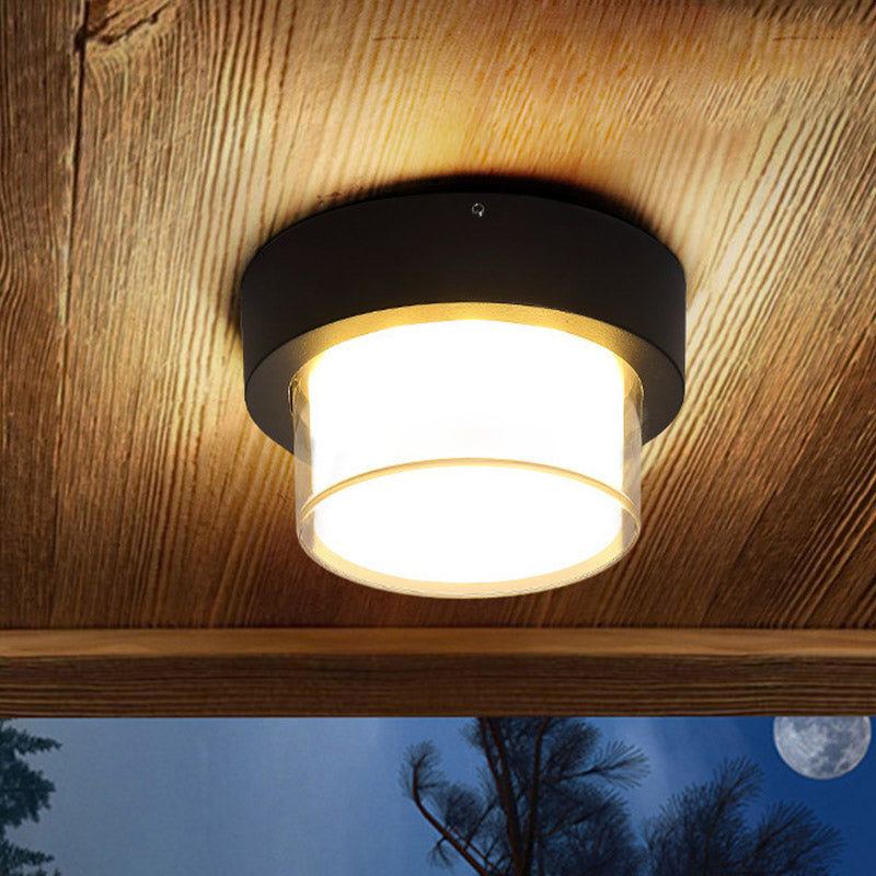 1-Light Flush Mount Light Fixture Traditional LED Close To Ceiling Lamp with White Acrylic Shade