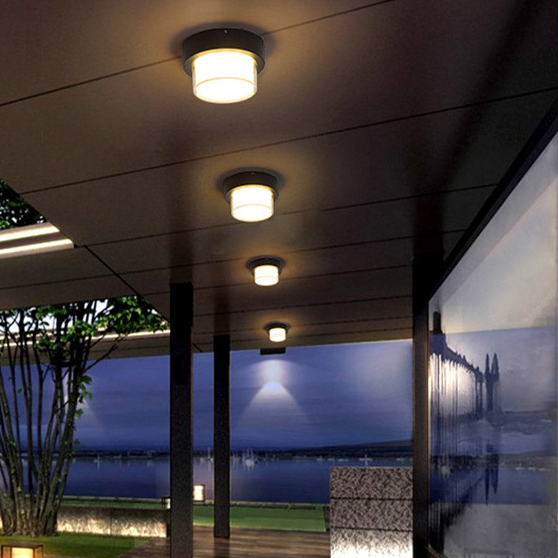 1-Light Flush Mount Light Fixture Traditional LED Close To Ceiling Lamp with White Acrylic Shade