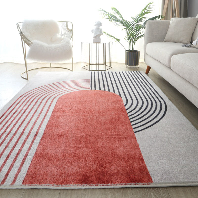 Light Pink Modern Rug Polyester Color Lump Rug Non-Slip Backing Rug for Home Decor