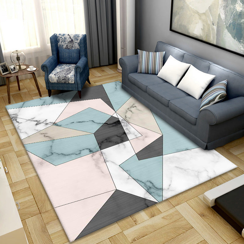 Stylish Indoor Rug Comfort Geometric Pattern Rug Polyester Anti-Slip Backing Carpet for Home Decor
