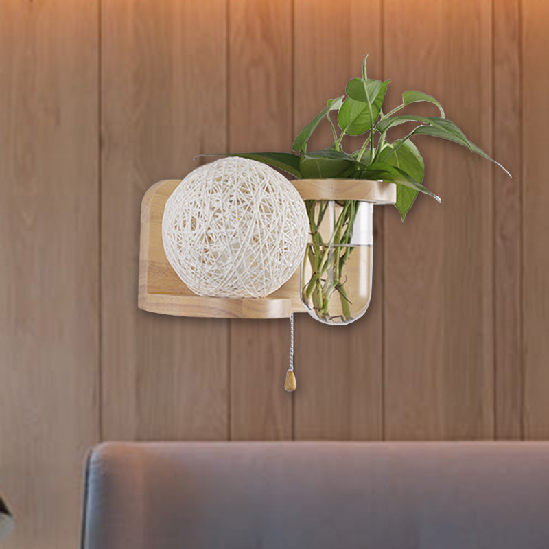 Minimalisme Sphere Mur Light Sconce 1 Bulbe LED LED Éclairage mural en bois en blanc / rose / jaune, gauche / droite