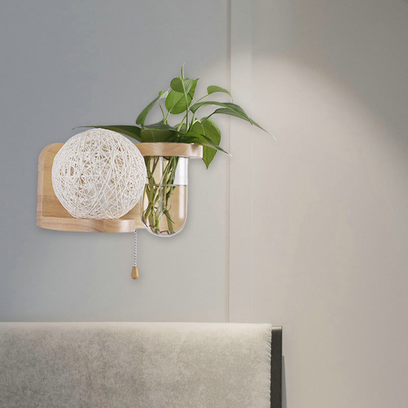 Minimalisme Sphere Mur Light Sconce 1 Bulbe LED LED Éclairage mural en bois en blanc / rose / jaune, gauche / droite