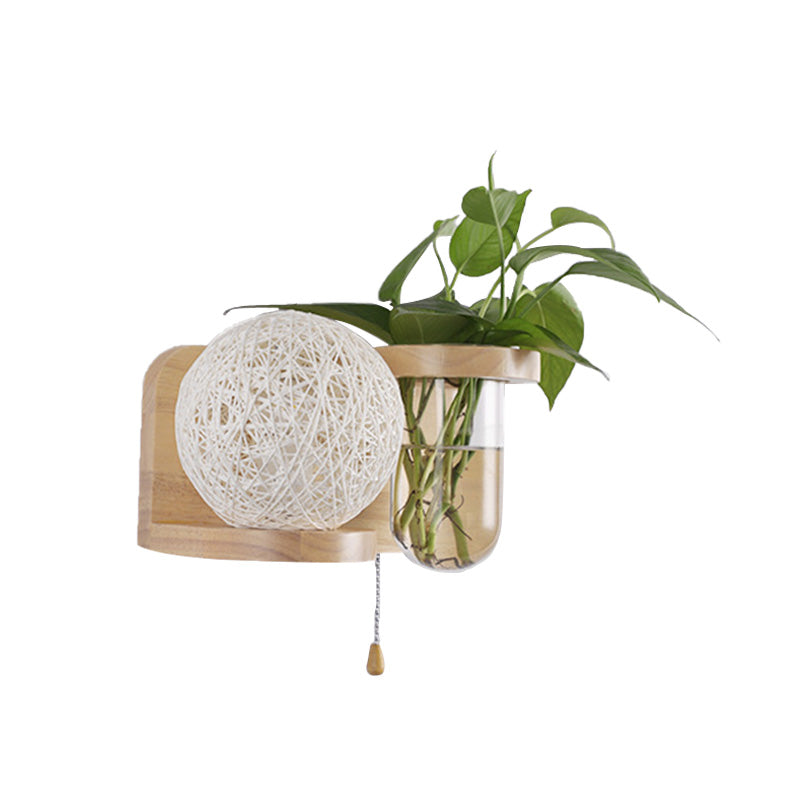 Minimalisme Sphere Mur Light Sconce 1 Bulbe LED LED Éclairage mural en bois en blanc / rose / jaune, gauche / droite