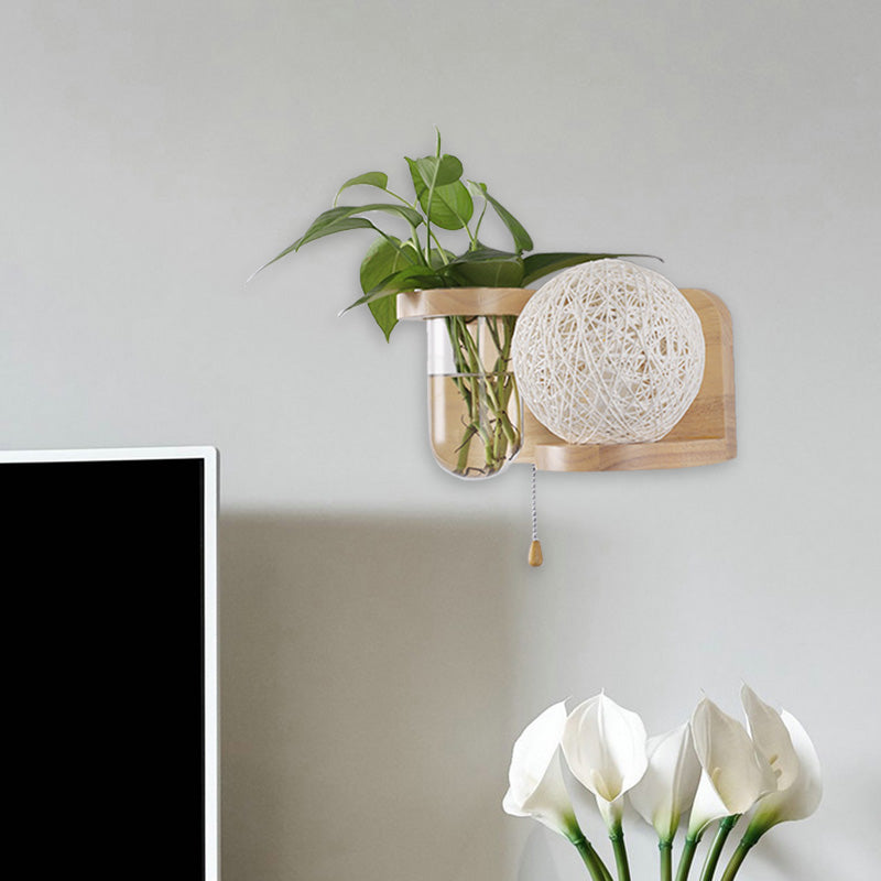 Minimalisme Sphere Mur Light Sconce 1 Bulbe LED LED Éclairage mural en bois en blanc / rose / jaune, gauche / droite