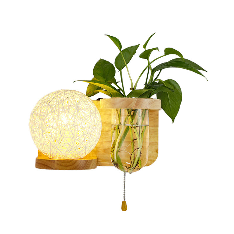 Minimalisme Sphere Mur Light Sconce 1 Bulbe LED LED Éclairage mural en bois en blanc / rose / jaune, gauche / droite