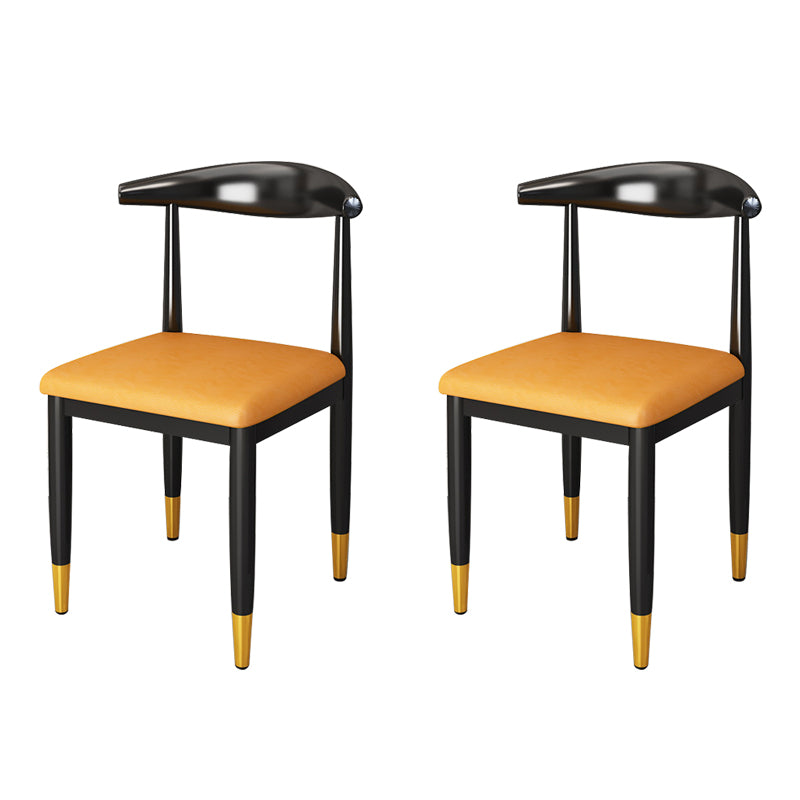 Nordic Style Dining Side Chairs Armless Chairs for Kitchen with Metal Legs (Set of 2)
