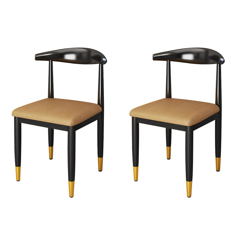 Nordic Style Dining Side Chairs Armless Chairs for Kitchen with Metal Legs (Set of 2)