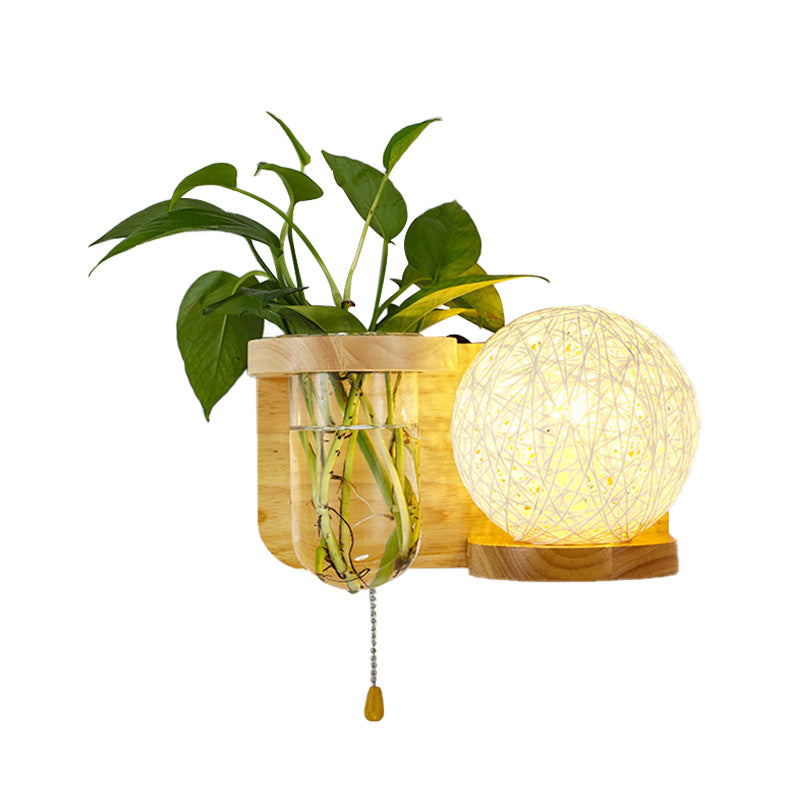 Minimalisme Sphere Mur Light Sconce 1 Bulbe LED LED Éclairage mural en bois en blanc / rose / jaune, gauche / droite