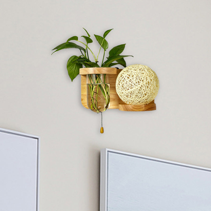 Minimalisme Sphere Mur Light Sconce 1 Bulbe LED LED Éclairage mural en bois en blanc / rose / jaune, gauche / droite