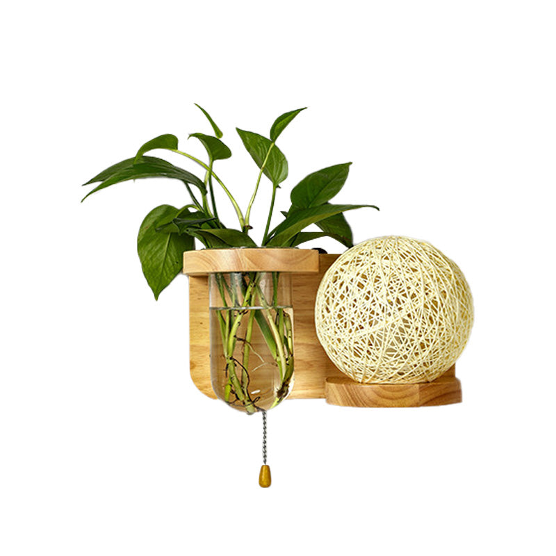 Minimalisme Sphere Mur Light Sconce 1 Bulbe LED LED Éclairage mural en bois en blanc / rose / jaune, gauche / droite