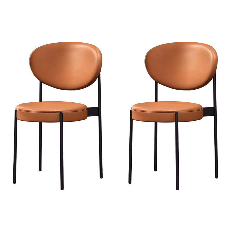 Chaise d'appoint scandinave pour la maison, chaise de salle à manger rembourrée en métal à dossier ouvert