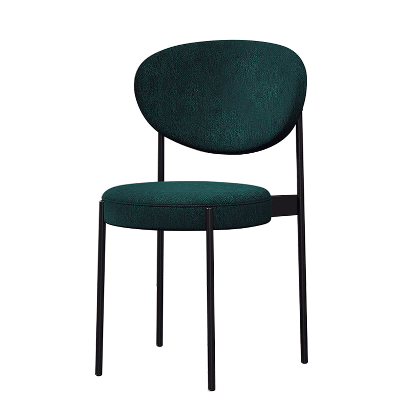 Chaise d'appoint scandinave pour la maison, chaise de salle à manger rembourrée en métal à dossier ouvert