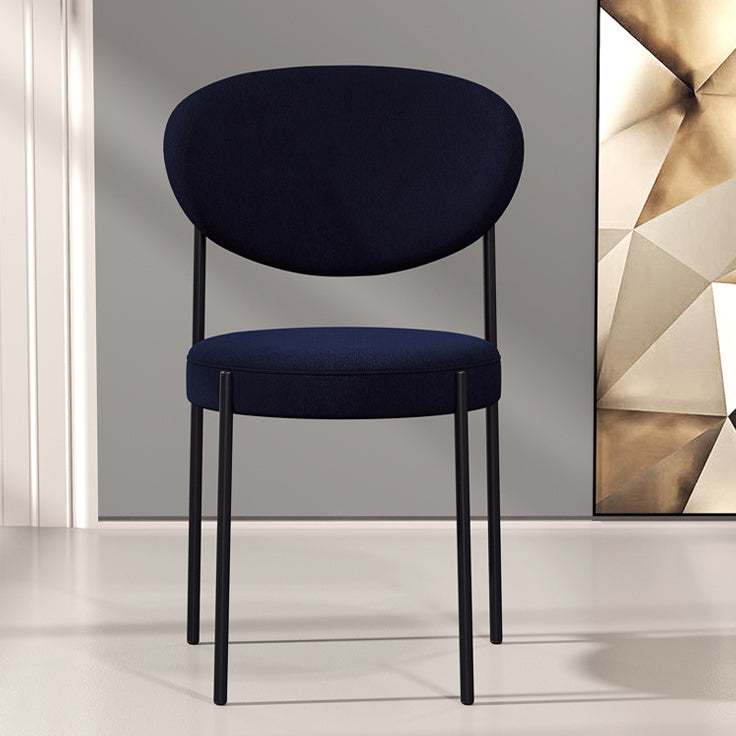 Chaise d'appoint scandinave pour la maison, chaise de salle à manger rembourrée en métal à dossier ouvert