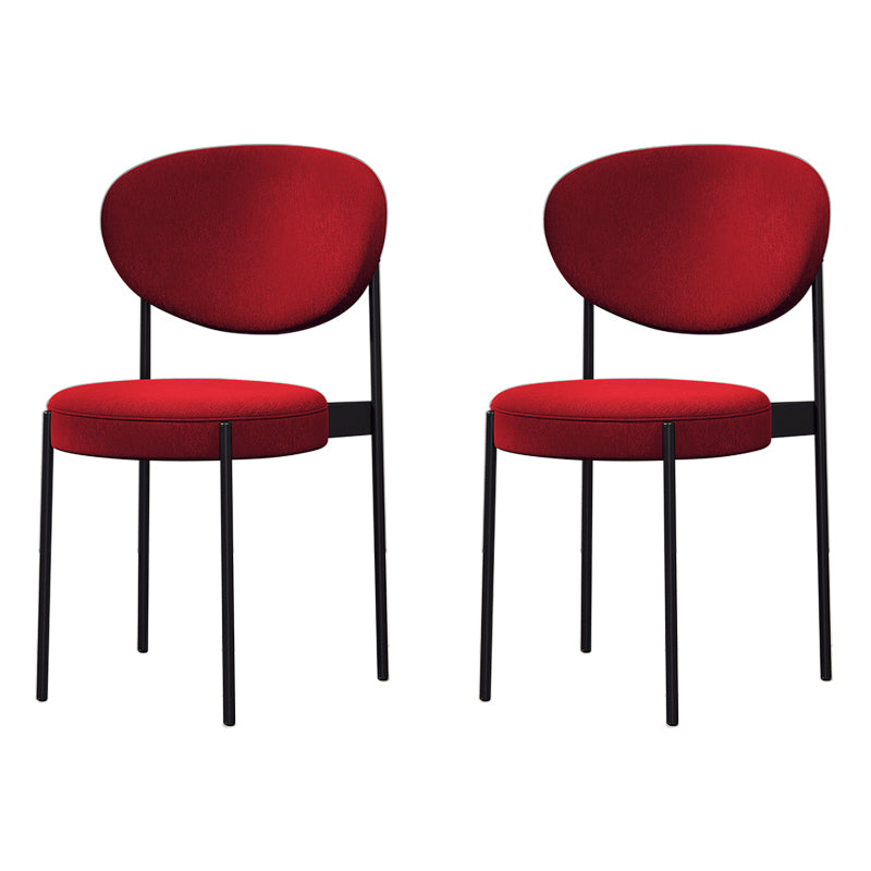 Chaise d'appoint scandinave pour la maison, chaise de salle à manger rembourrée en métal à dossier ouvert
