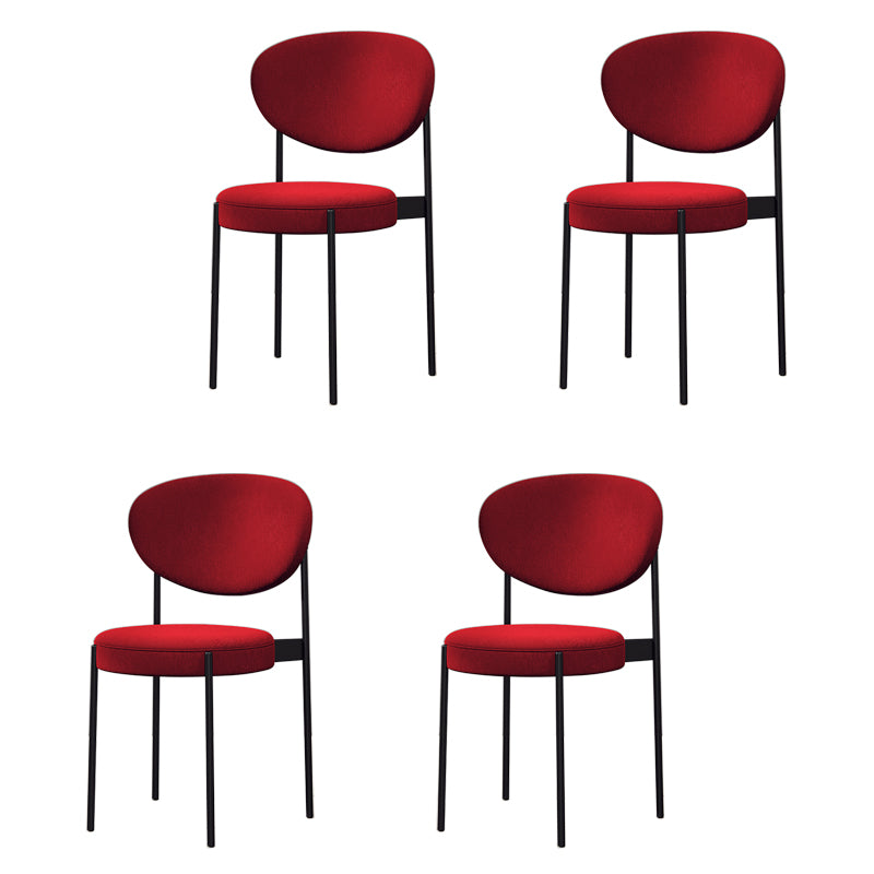 Chaise d'appoint scandinave pour la maison, chaise de salle à manger rembourrée en métal à dossier ouvert