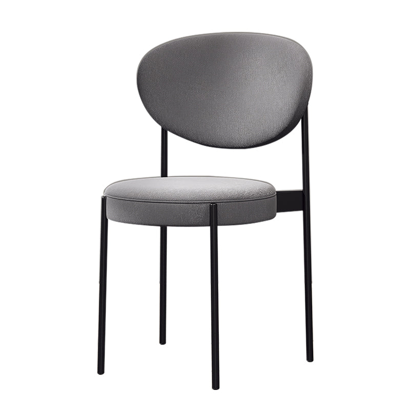 Chaise d'appoint scandinave pour la maison, chaise de salle à manger rembourrée en métal à dossier ouvert
